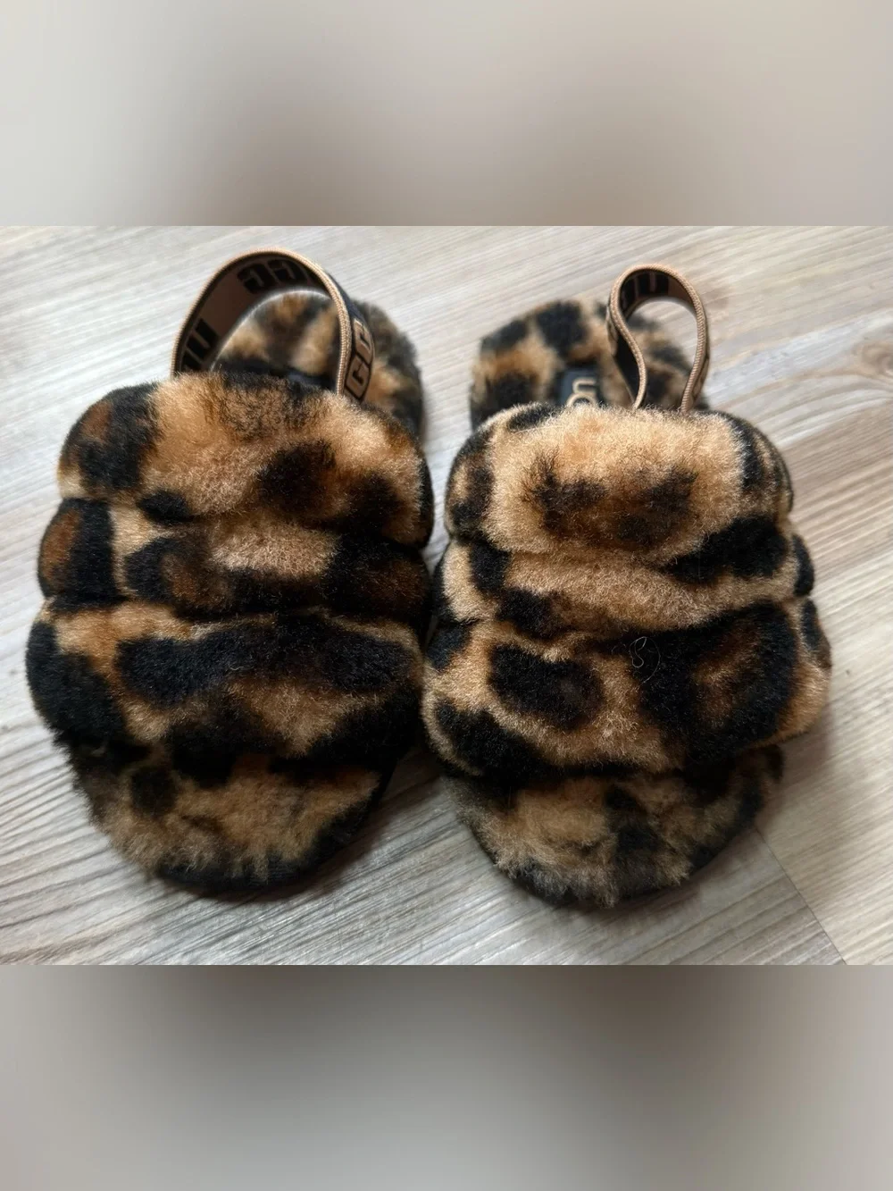 Toddler sz 8 UGG Fluff Yeah Leopard/Panther Slide